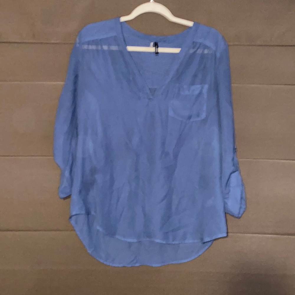 Bluish grey sheer dress shirt